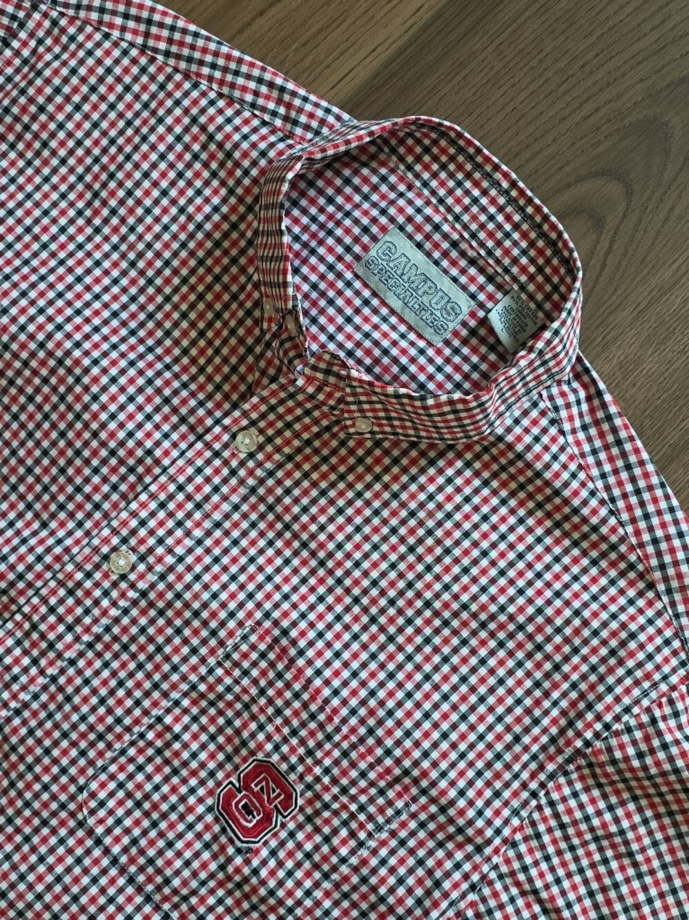 Campus Specialties - NC State Gingham Shirt - L - Red/Black Gingham